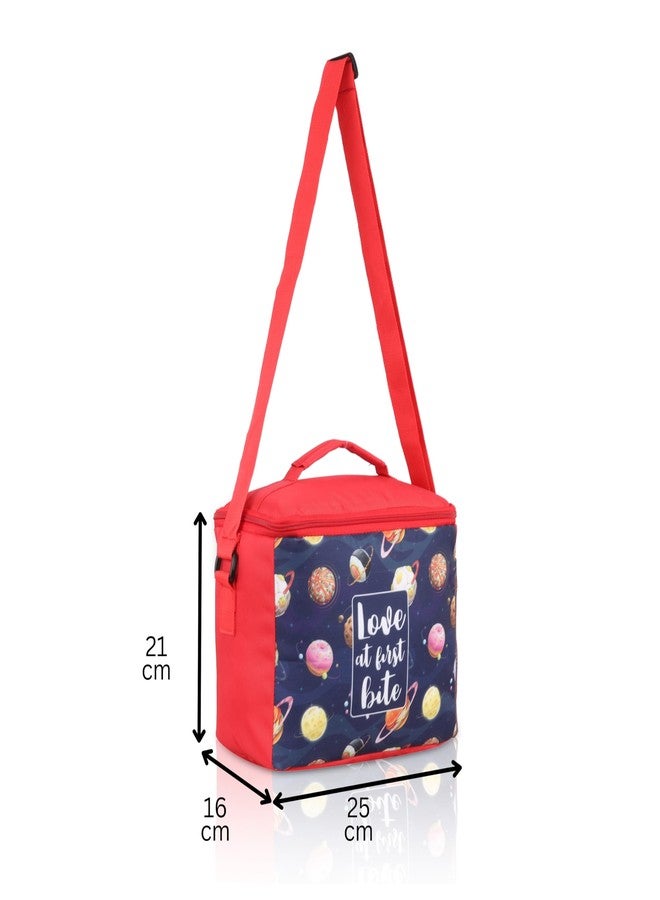 Echo Boomers Desserts Printed Insulated Lunch Bag, Tiffin and Food Storage Bag for Work, Students, Office, Picnic, College & School with Bottle Holder & Multiple Zipper Pockets (Blue) - Image 5